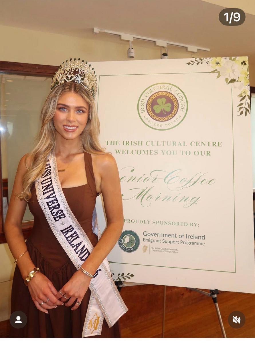 Aideen Howard wearing her crown and sash at the Irish Cultural Centre of Greater Boston