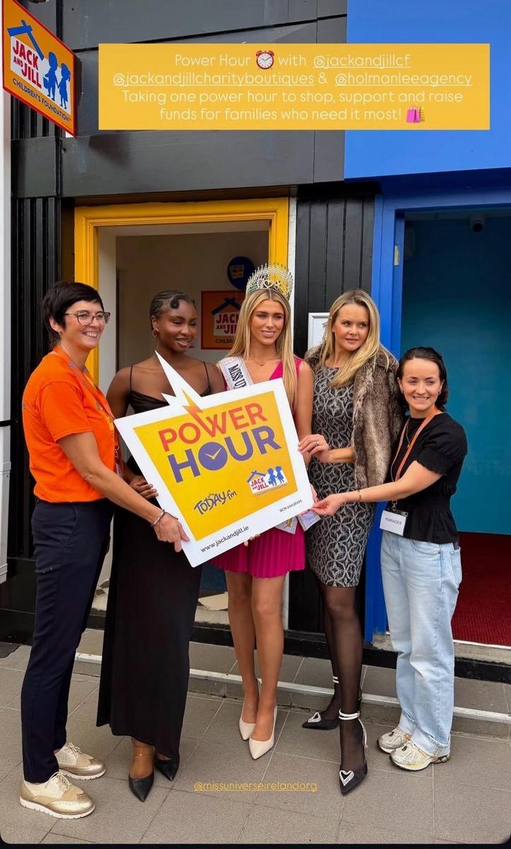 Aideen Howard with charity workers at the Jack and Jill Children's Foundation Power Hour